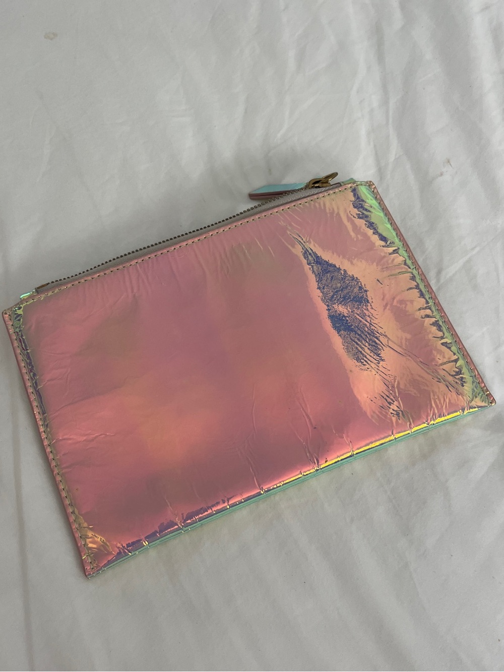 JCrew Iridescent Pink Zip Pouch Women’s Clutch - never used !